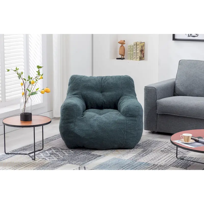 Soft Tufted foam bean bag chair with Teddy fabric