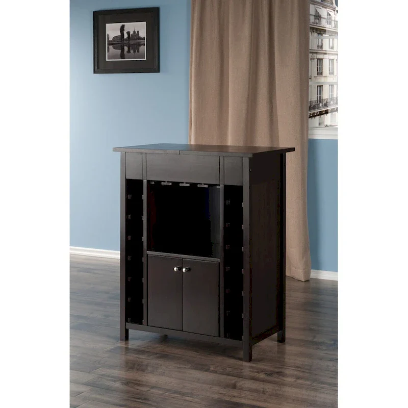 Wine Cabinet, Expandable Top, Espresso - 29.92 x 17.32 x 37.01 inches