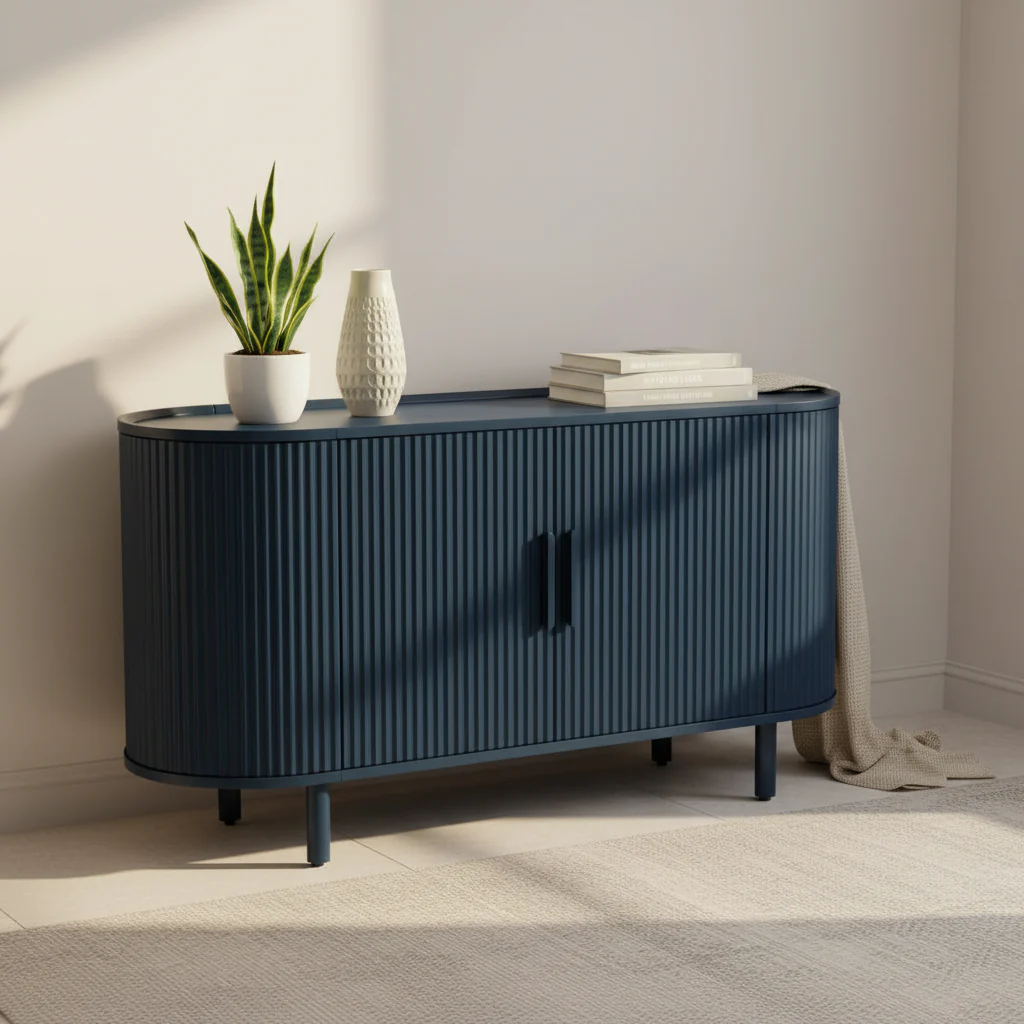 Curved Design Light Luxury Sideboard with Adjustable Shelves