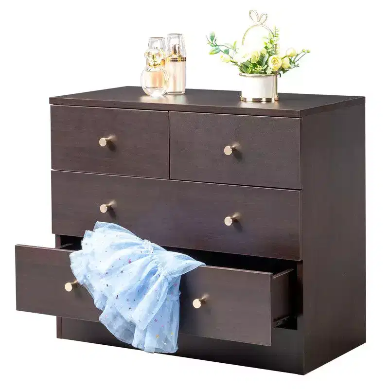 Karl Home 26 Inch Three Tier Four Drawer Dresser With Matte Gold Handles