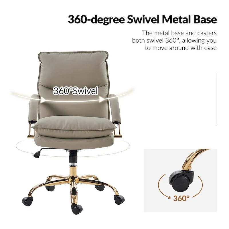 Leona Modern Faux Leather Adjustable Height Tilting Office Chair with Swivel Base by HULALA HOME