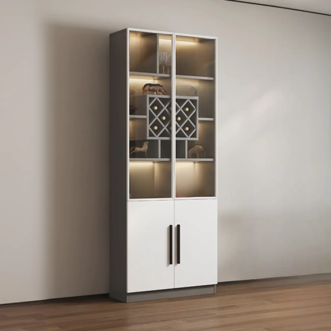 79 Modern Wooden Lighted Storage Cabinet for Indoor Display
