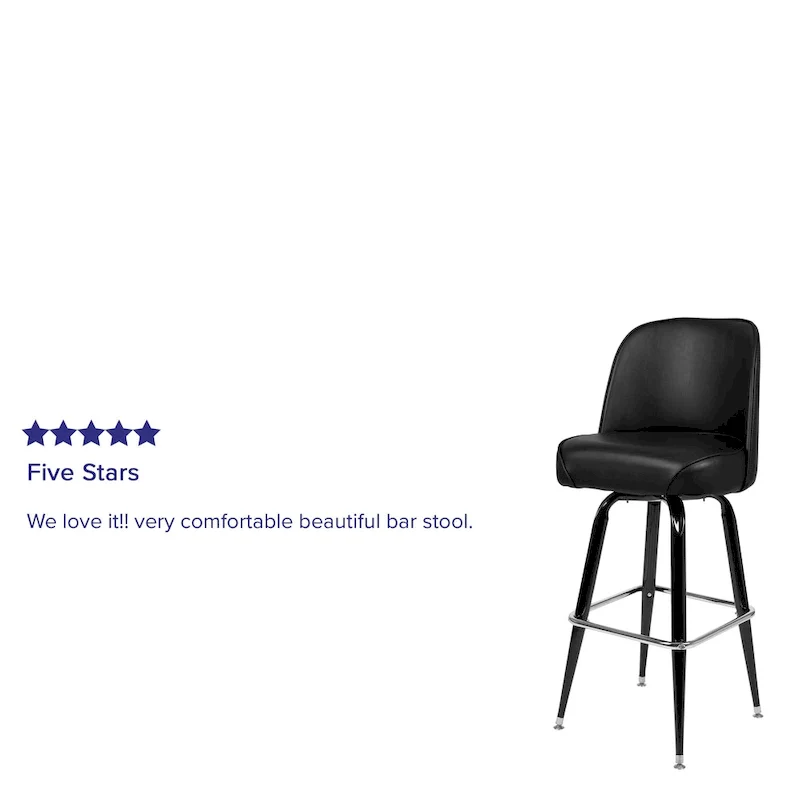 2 Pack Metal Barstool with Swivel Vinyl Upholstered Bucket Seat and Footrest - 18.5D x 18.5W x 42.5H