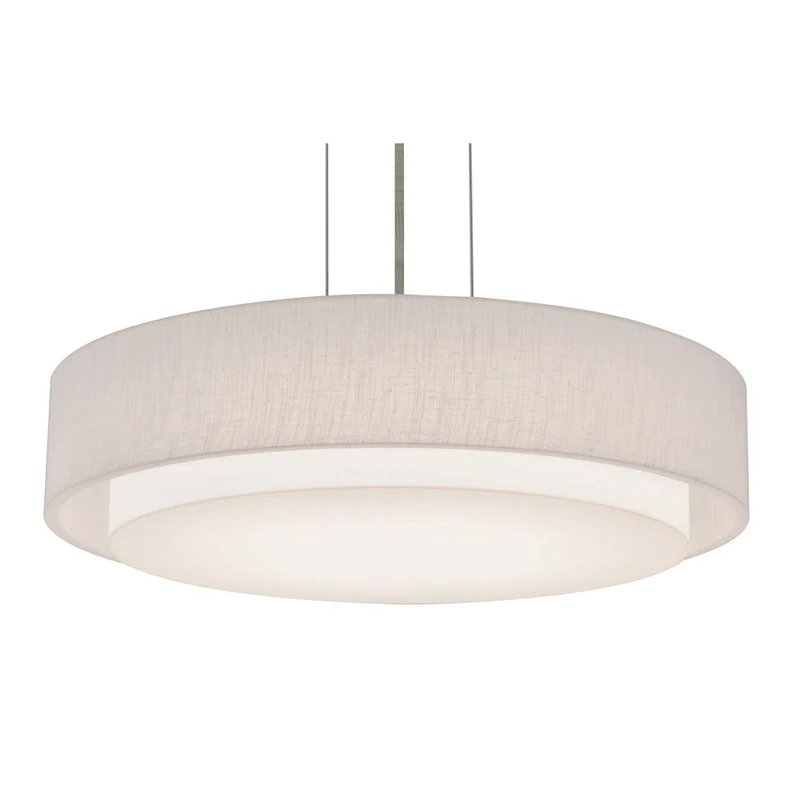 Sanibel 18-inch Satin Nickel LED Pendant, Linen White Shade
