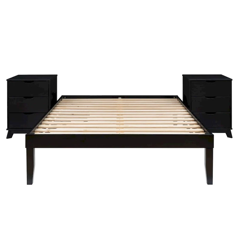 Purcell Bedroom 3-Piece Set with 3-Drawer Nightstands (Set of 2)