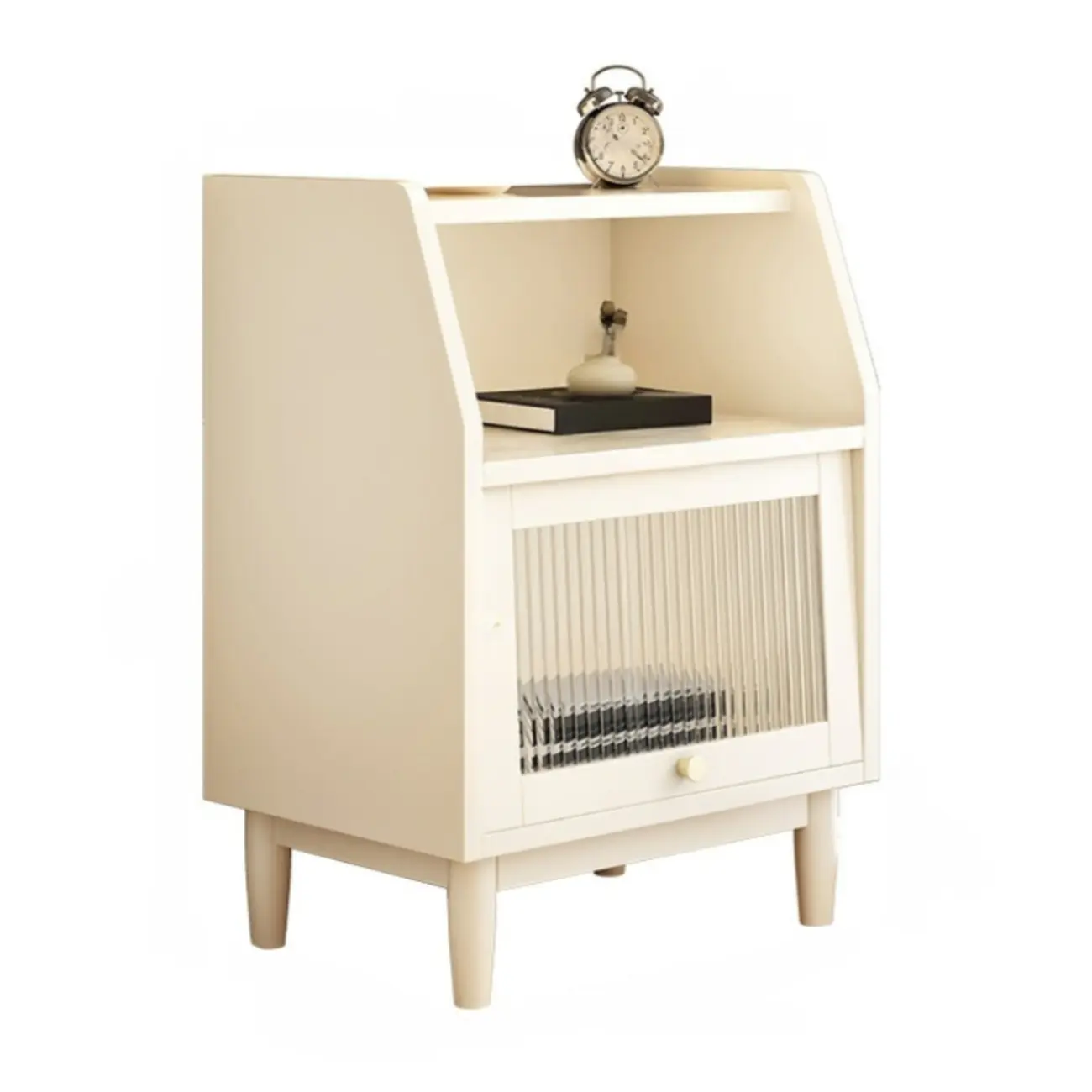 Scandinavian Natural Finish Flip-up Solid Wood Nightstand