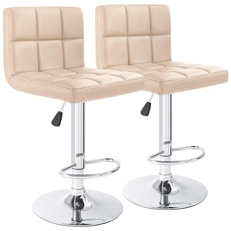 Bar Stools Adjustable Armless Swivel PU Leather Barstools Set of 2