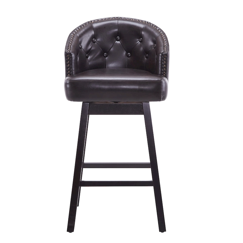 Roomfitters 33.25 Swivel Upholstered Counter Stools, Set of 2 Armless Bar Chairs with Rubberwood Frame and Footrest