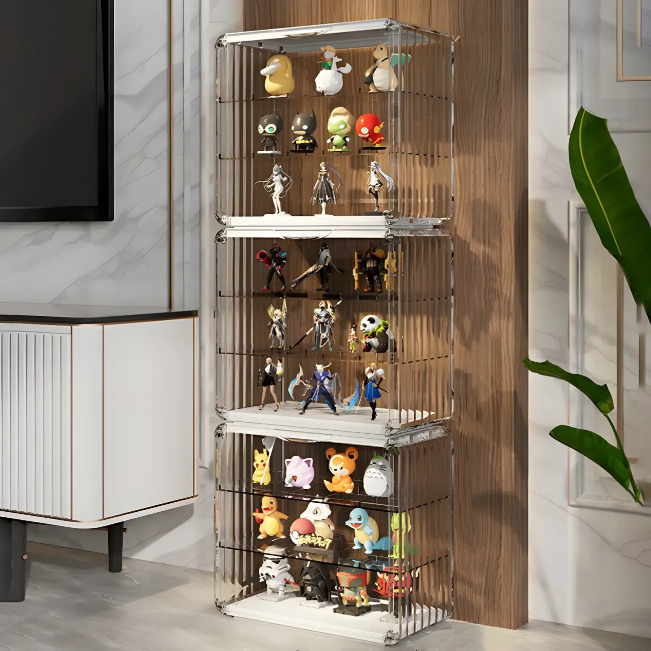 Living Room Stackable Clear Acrylic Display Cabinet