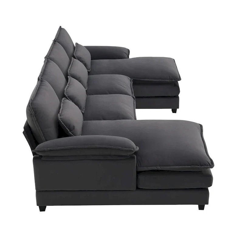 Modern U-shaped Sectional Sofa with Waist PillowsSleeper Sofa Couch with Chaise Lounge