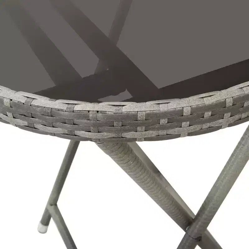 vidaXL 3 Piece Patio Bistro Set Poly Rattan and Glass