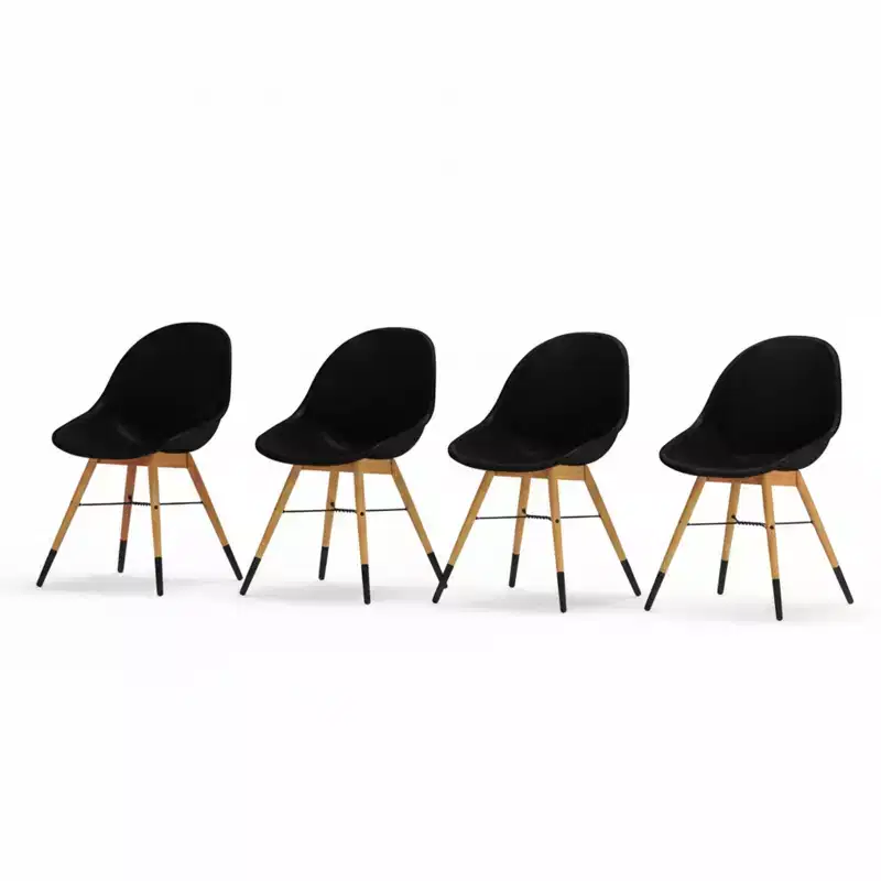Amazonia 4-Piece Recycled Resin and Teak Finish Wood legs Patio Dining Sidechair Set Black