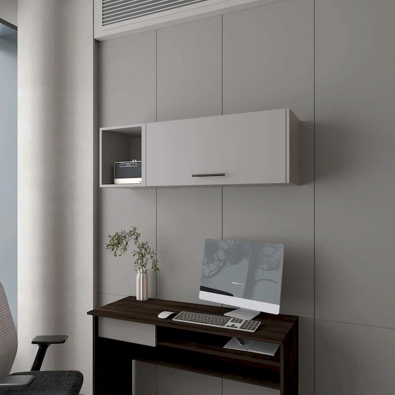 Smoke Grey Fold-Down Wall Cabinet, Single