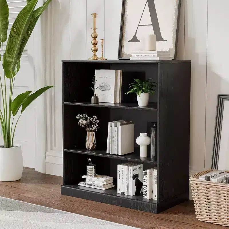 36*31*16 Wood Accent Sideboard Cabinet in Black, Storage Organizer with Adjustable Shelves for Kitchen Bedroom Living Room Dinning Room