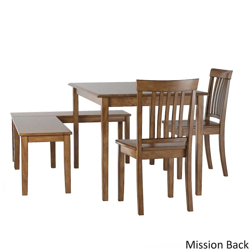 Wilmington II Rectangular Oak Finish Breakfast Nook Set by iNSPIRE Q Classic