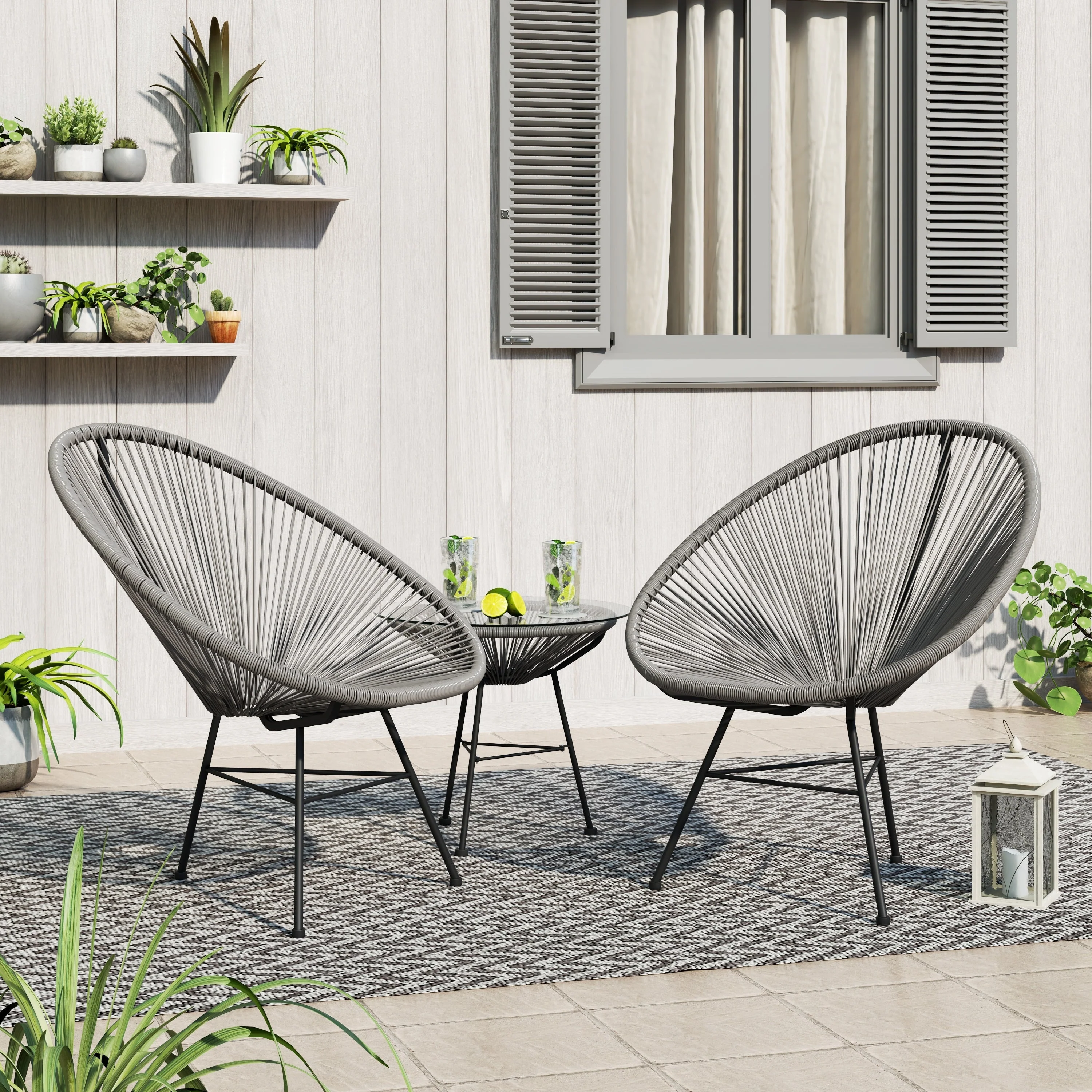 Corvus Sarcelles 3-Piece Modern Wicker Acapulco Bistro Set