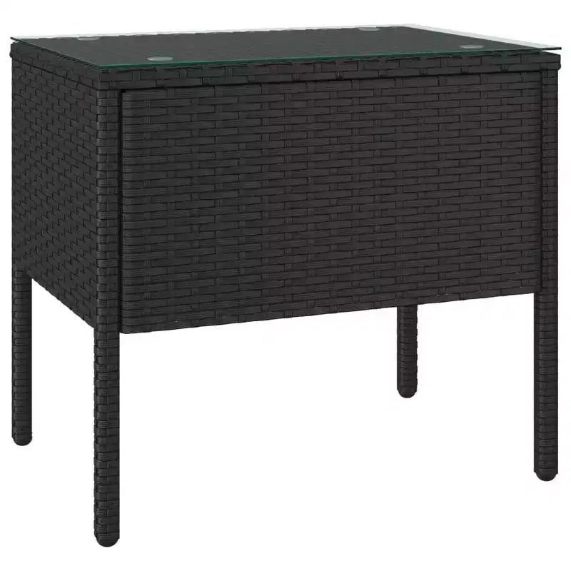 Side Table Black Poly Rattan Compact Durable Side Table