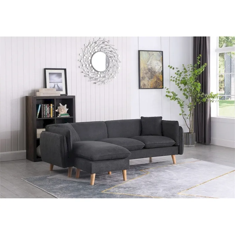 Fabric Sectional Sofa Chaise with Tapered Legs