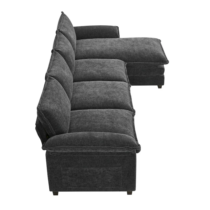 Harper&Bright Designs Modern L-shaped Chenille Cloud Sofa with Double Seat