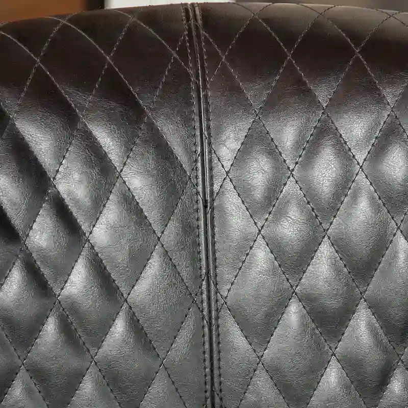 Black Bonded Leather Quilted Club Chair