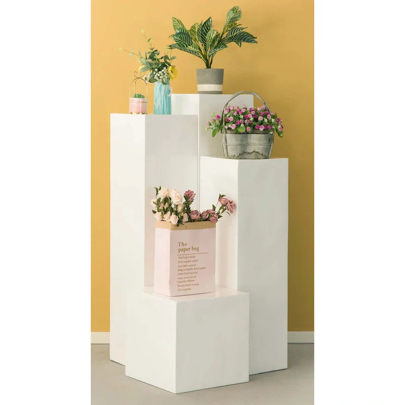 White Square Pedestal Stand – Single Display, 4 Sizes