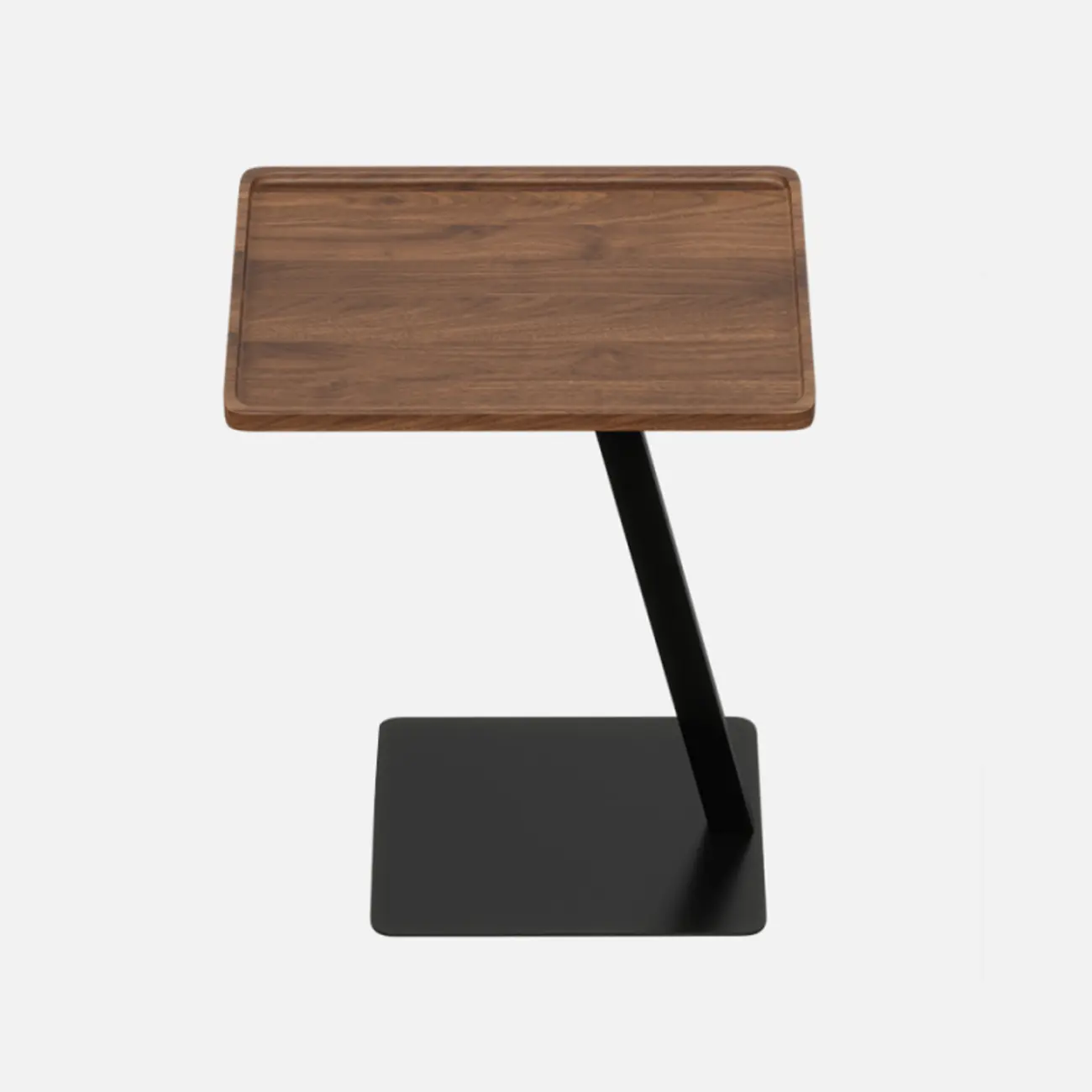 Living Room Brown Wood Top Metal C Shaped Side Table