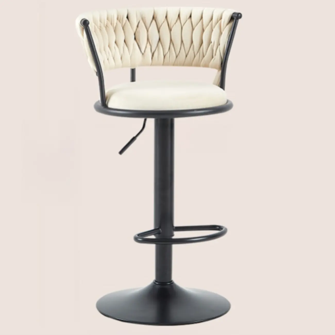 Adjustable Flannel Curved Back Bar Stools with Gold Base