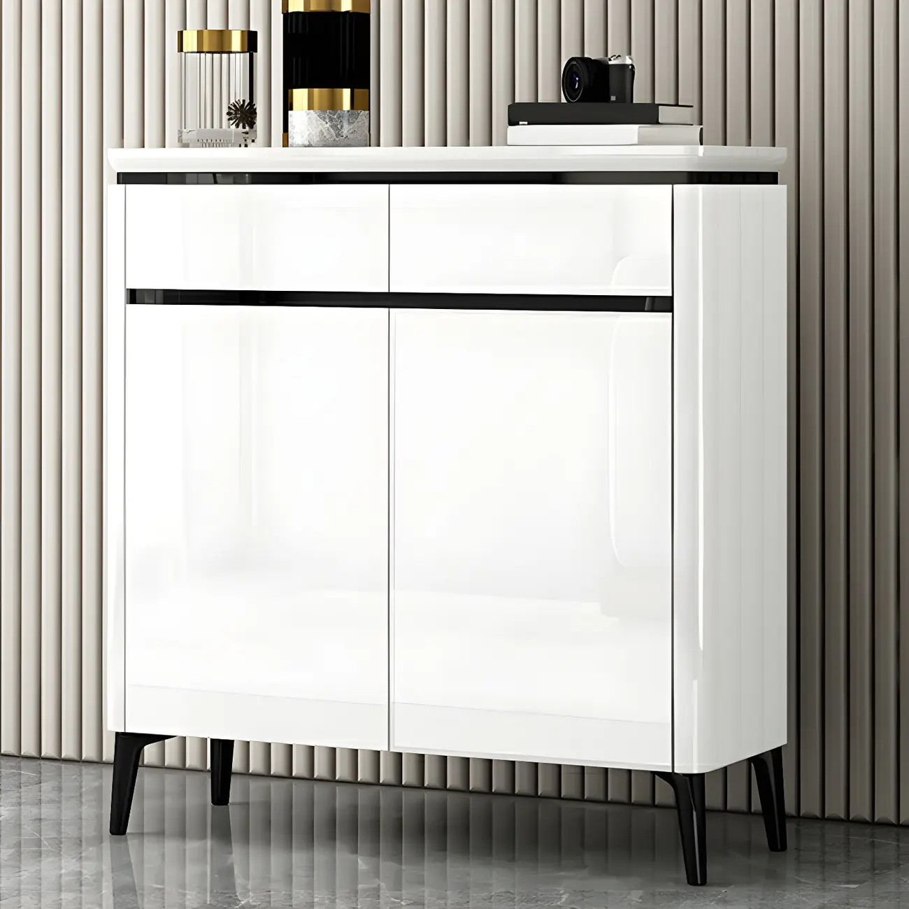 Luxury Grey/White Wooden Entryway Shoe Storage Cabinet