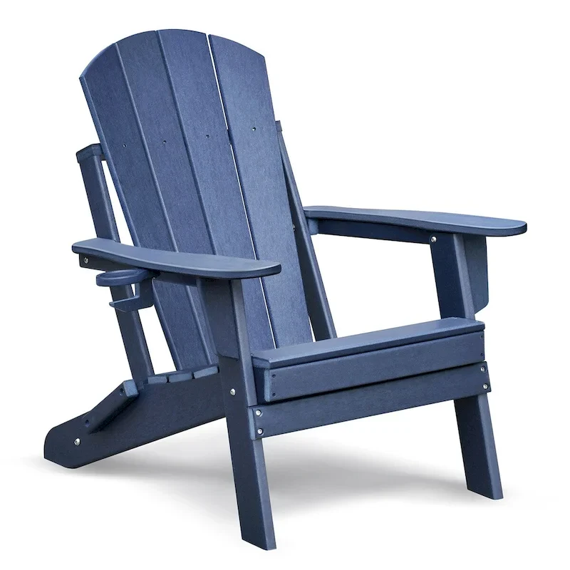Folding Outdoor Adirondack Chair for Relaxing, HDPE All-weather Fire Pit Chair, Patio Lawn Chair