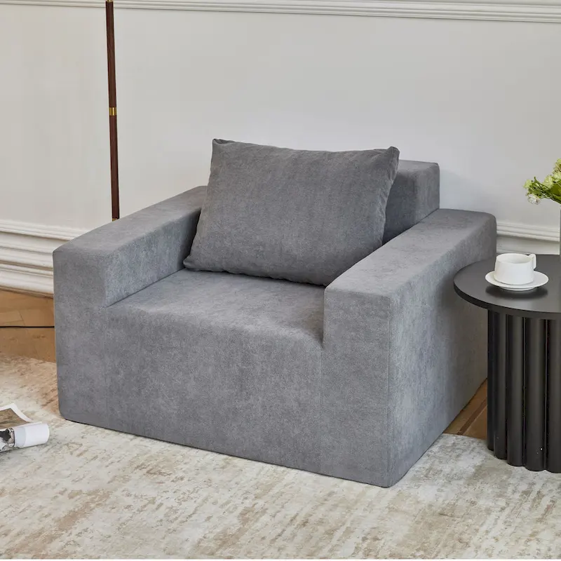 Plain Grey Modern 40.2 Accent Chair with Pillow