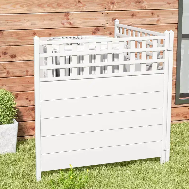 Costway 2/4 Pack 45 x 45 Air Conditioner Fence Panels with Metal Ground Stakes for Garden
