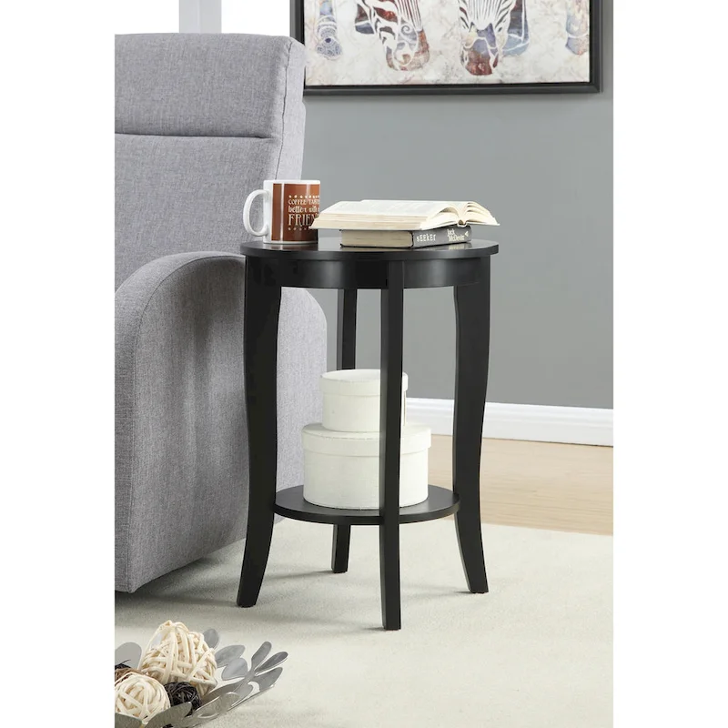Round End Table with Shelf - Classic Design