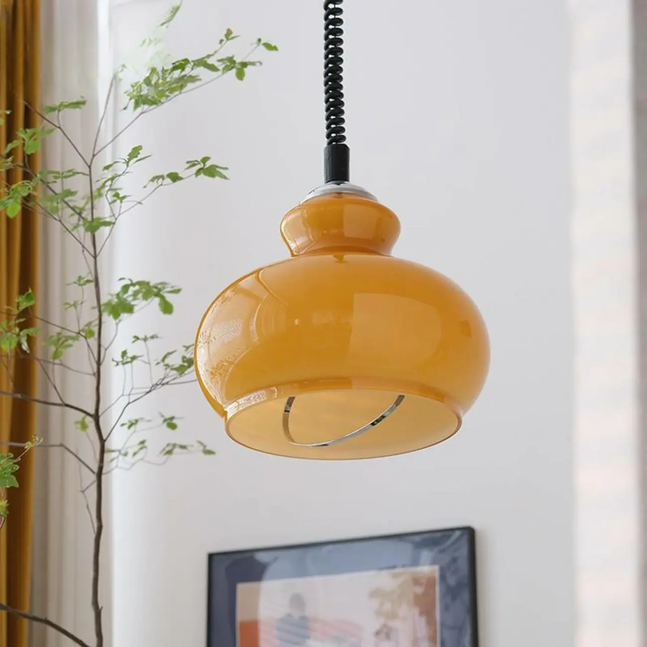 Modern Green Dome Glass Adjustable Pendant Light