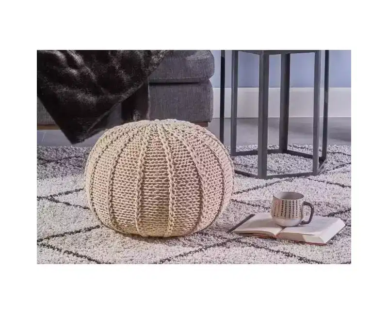 Okak Bean Bag Chair Knited Bean Bag Chairs Comfy Floor Chair with Foam Filler, Sofa Chair for Living Room, Bedroom, Beige