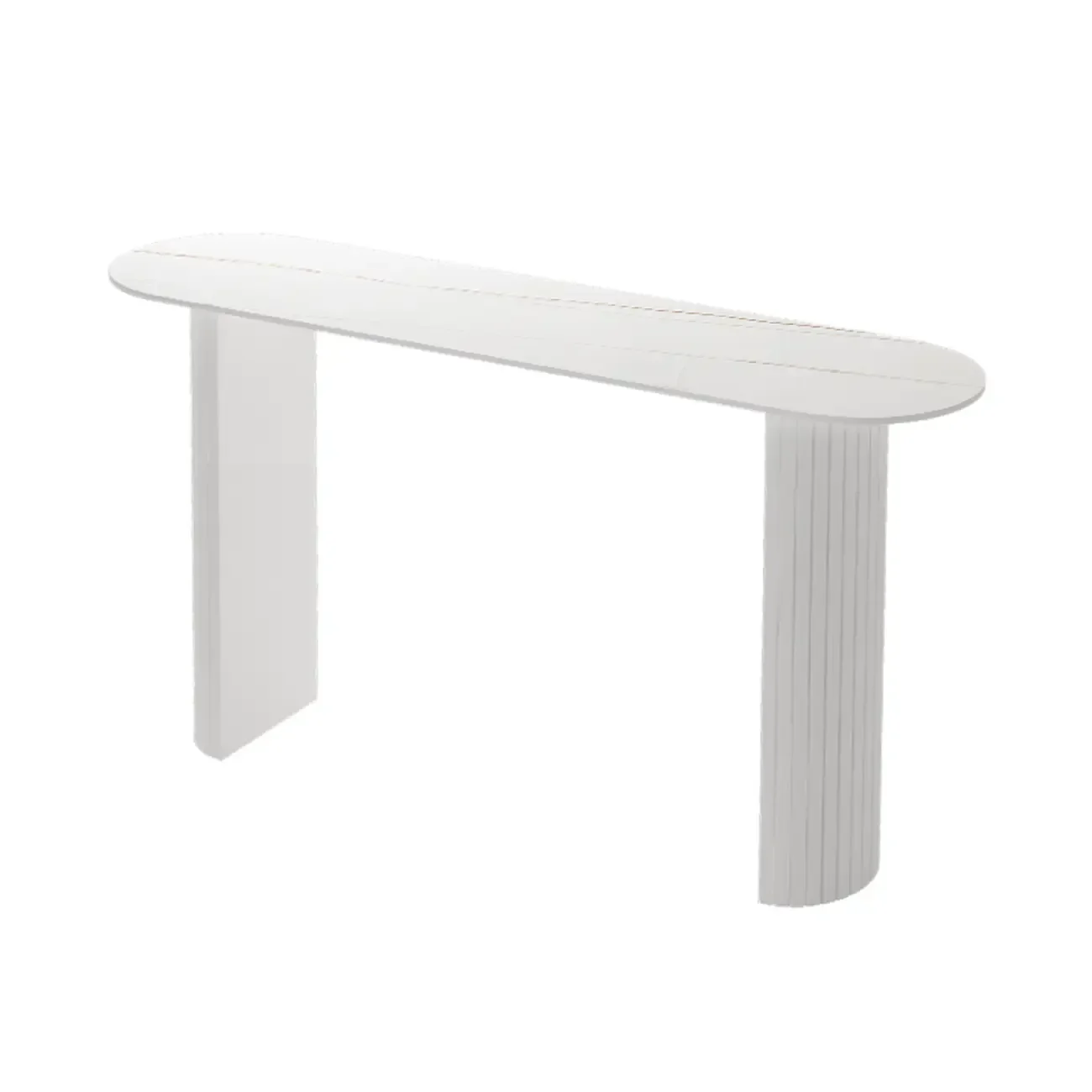 Scandinavian Oblong Black Stone Ribbed Steel Bar Tables