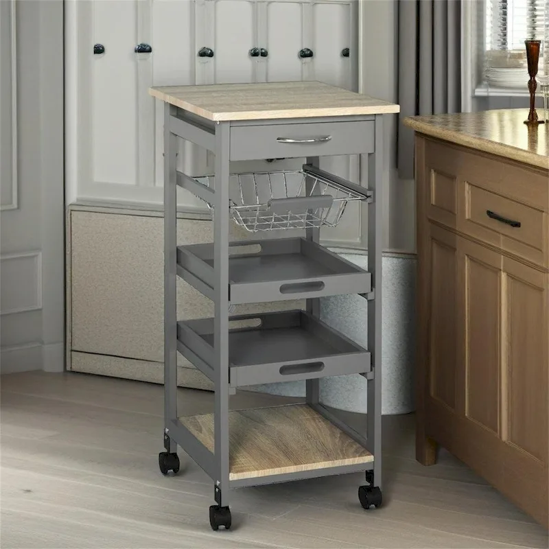 Mobile Rolling Kitchen Island Trolley Serving Cart