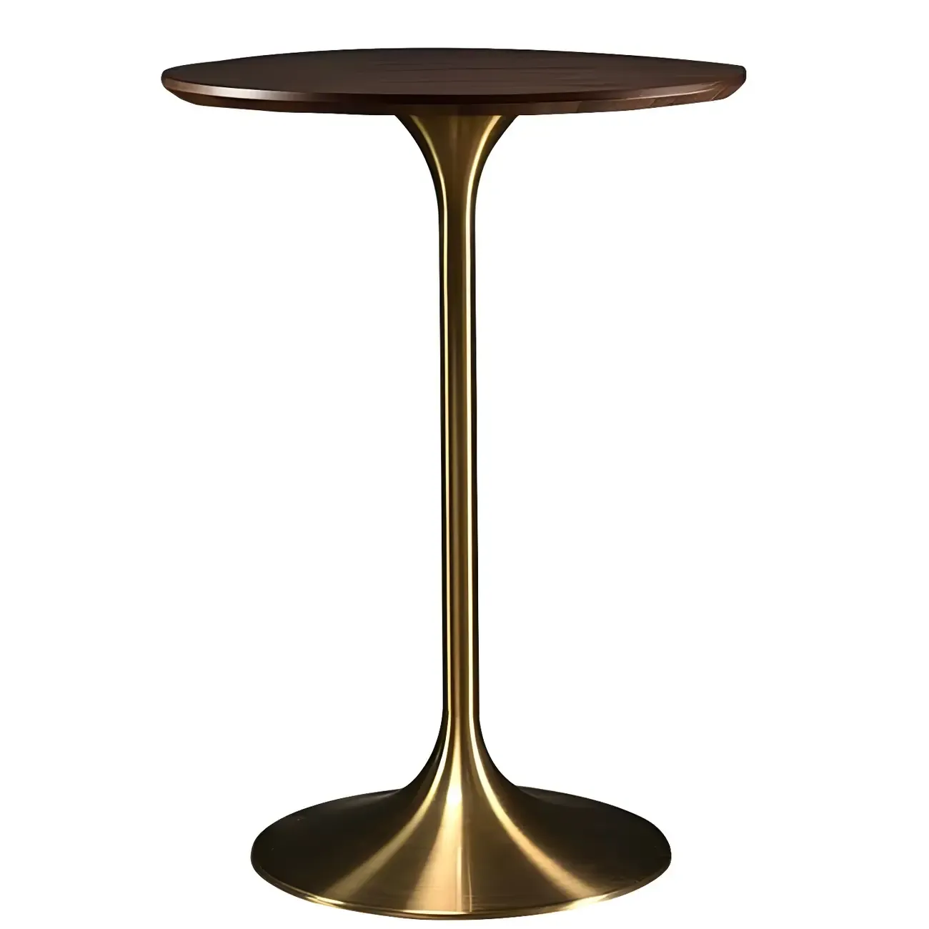 Round Glam Brown Gold Metal Tulip Base Bar Tables