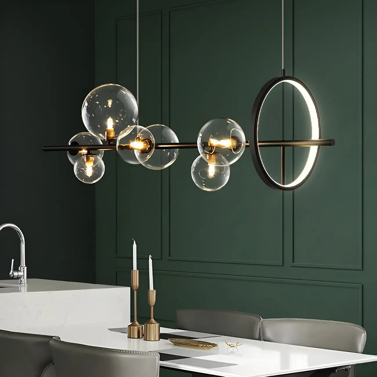 Artistic Black Glass Globe Island Hanging Light