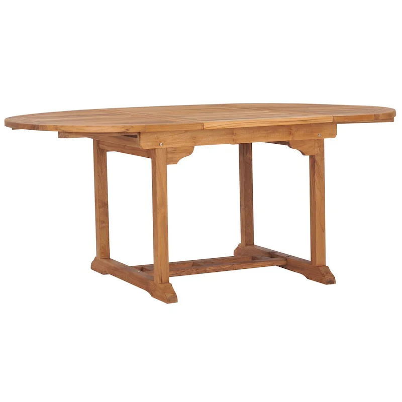 Chic Teak 7 Piece Teak Wood Miami Patio Dining Set with Round to Oval Extension Table, 2 Arm Chairs and 4 Side Chairs