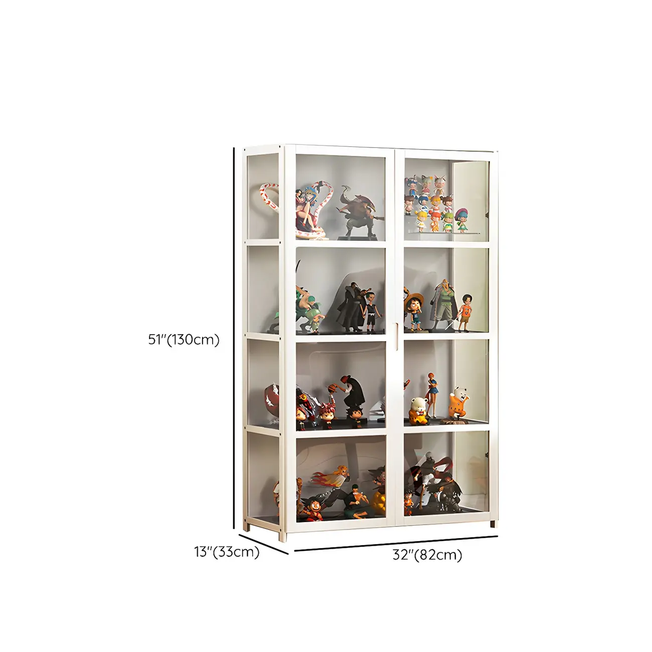 White Modern Bamboo Clear Figure Curio Cabinet
