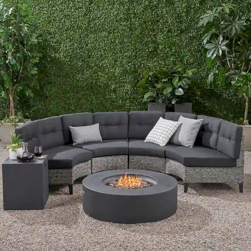 Navagio 6-piece Wicker Half Round Sofa Set by Christopher Knight Home