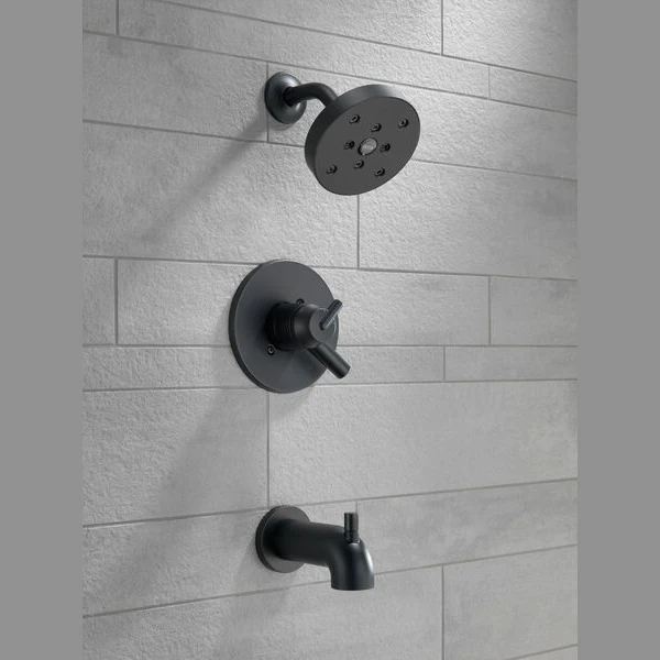 Delta Trinsic Matte Black Monitor 17 Series Stainless H20Kinetic Tub & Shower Trim