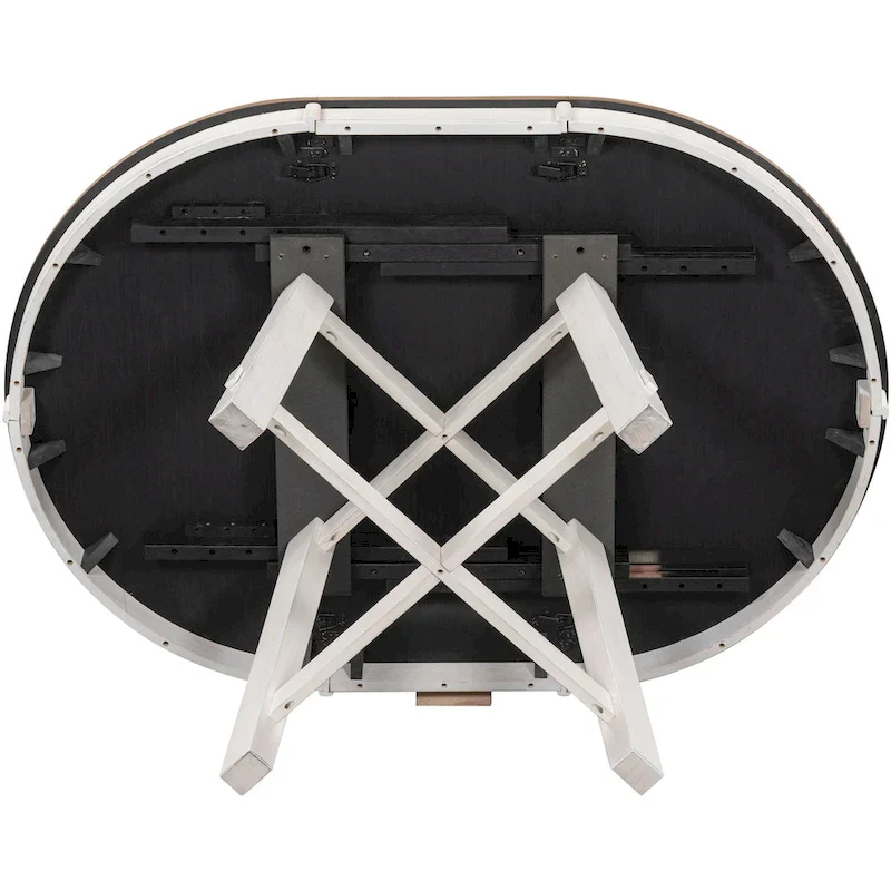 Farmhouse Round Extendable Dining Table with 16   Leaf Wood Kitchen Table