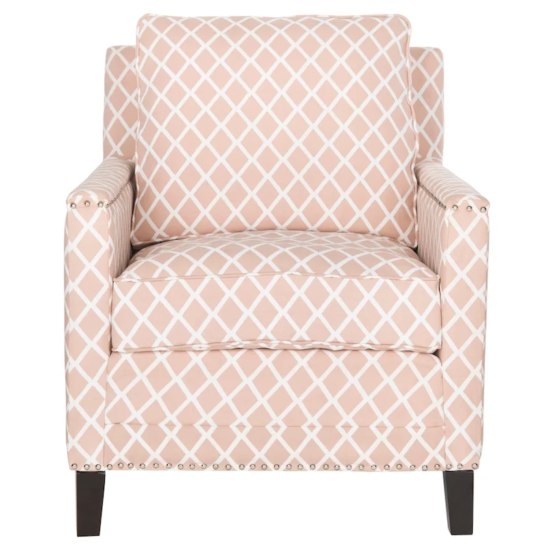 Kylee Peach Pink/ White Polyester Fabric Club Chair - 28.5  x 31.9  x 38.2  - 29Wx32Dx38H