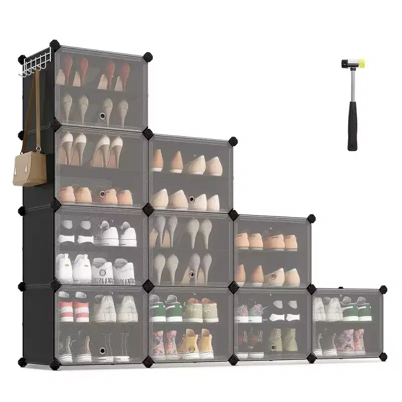 SONGMICS Shoe Rack Organizer with Doors,Steel Frame, Ideal for Bedroom and Entryway