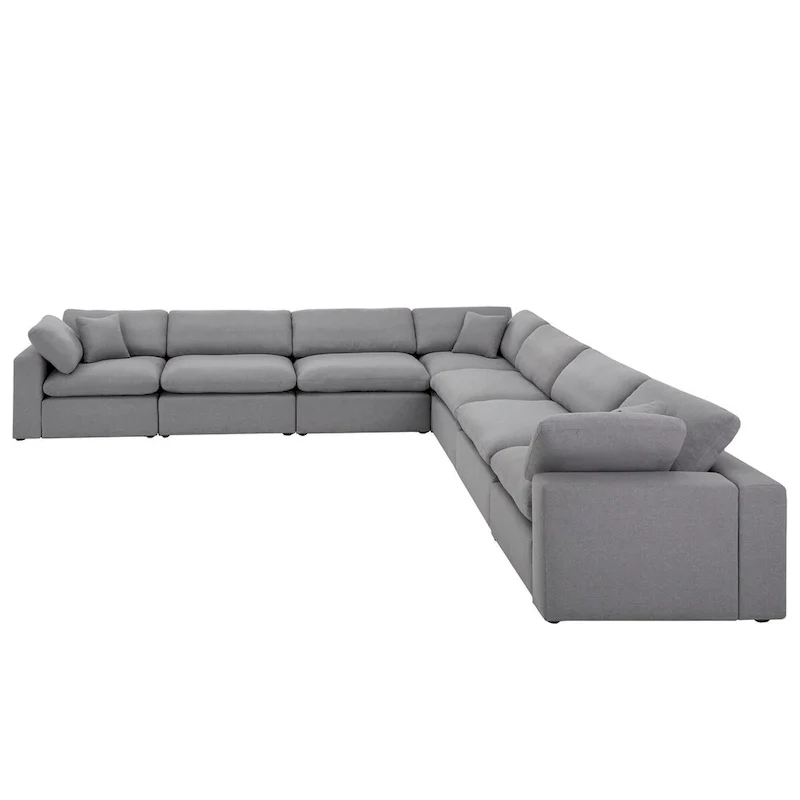 Anka Grey Linen Down Filled Cushioned 7-Seat Sectional Sofa by iNSPIRE Q Modern