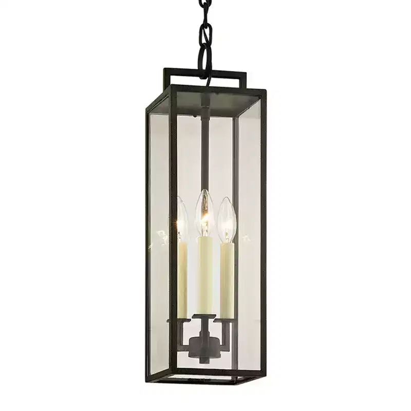 Beckham-3 Light Outdoor Pendant-6 Inches Wide by 21.25 Inches High-Forged Iron Finish