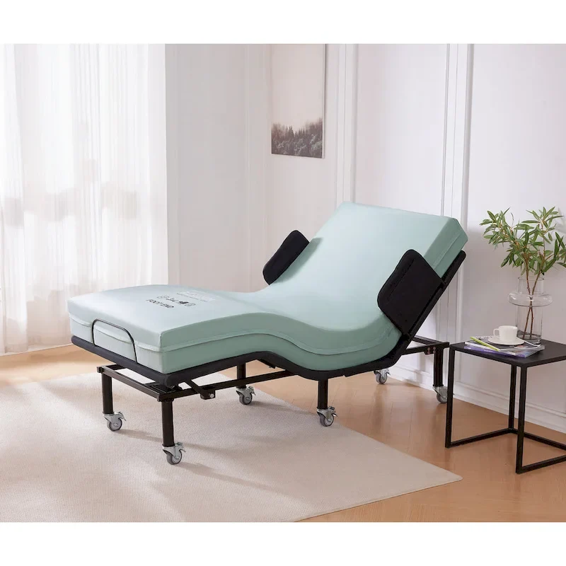 Twin XL Adjustable Bed Frame & 6 Mattress  Zero Gravity Bed with Side Rails