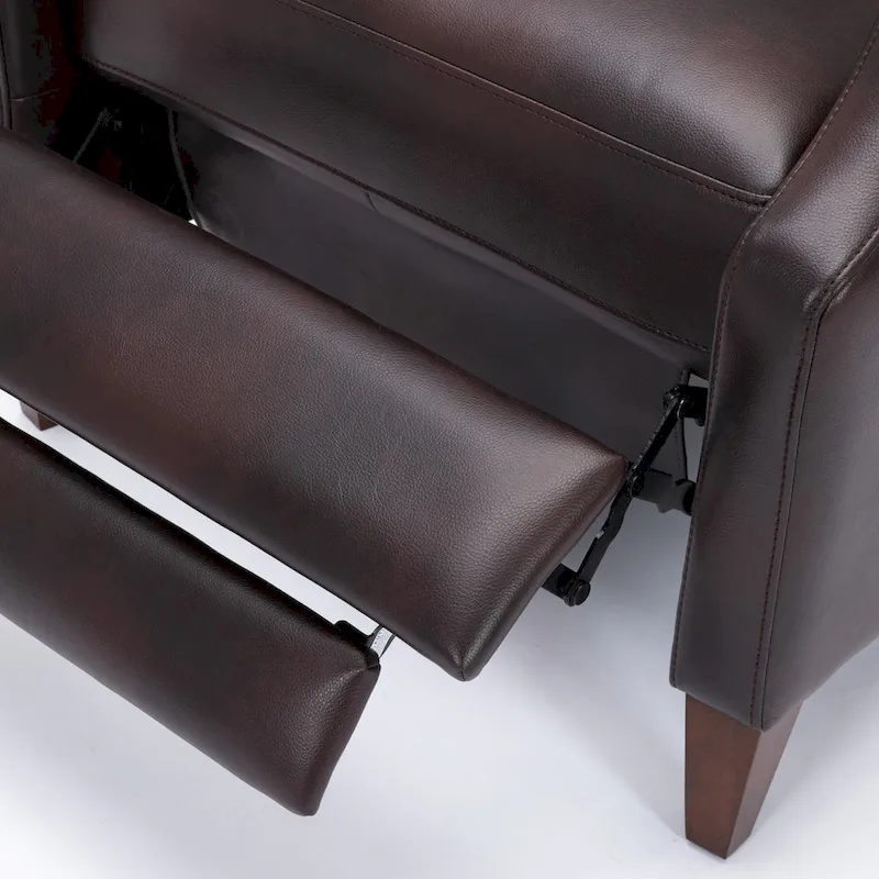 Faux Leather Push Back Recliner - Mid-Century Style - Single Seat