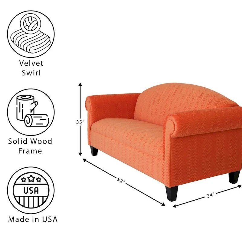 Coast to Coast Sofas Traditional 3 Seater Sofa Velvet Solid Wood Frame Upholstered